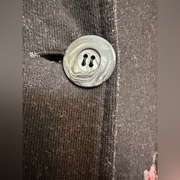 Caite Anthropologie Floral Embroidered Black Three Button Coat - Picture 8 of 12